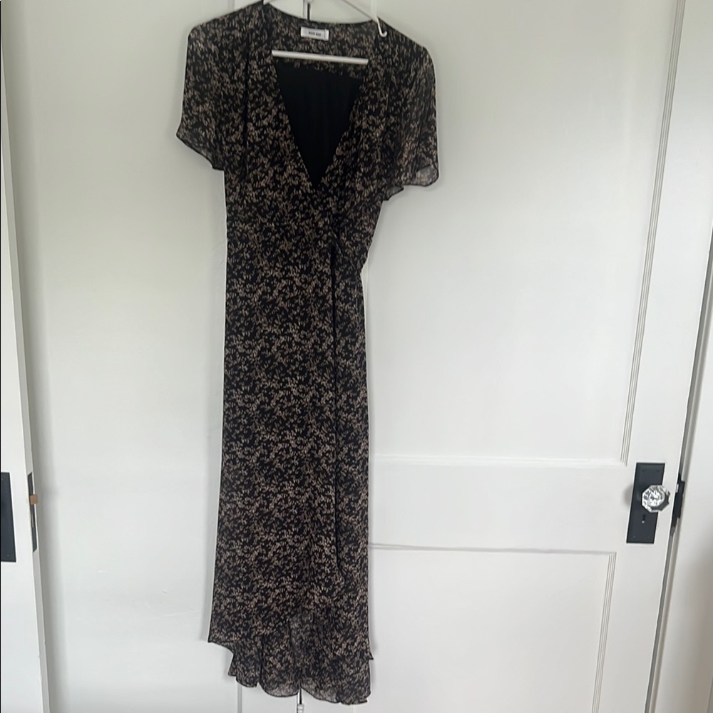 Floral Black Wrap Dress